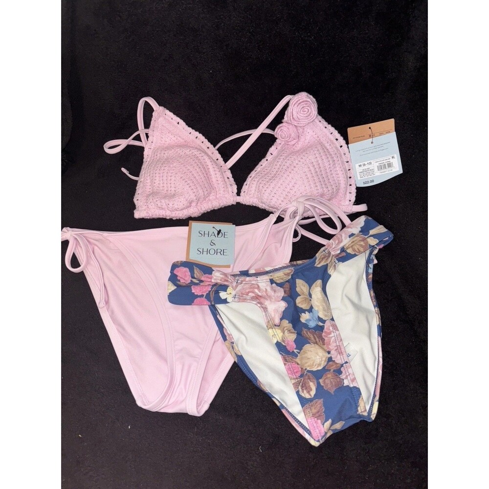 Shade And Shore Pink Bikini And Extra Pair Of Floral Bottom